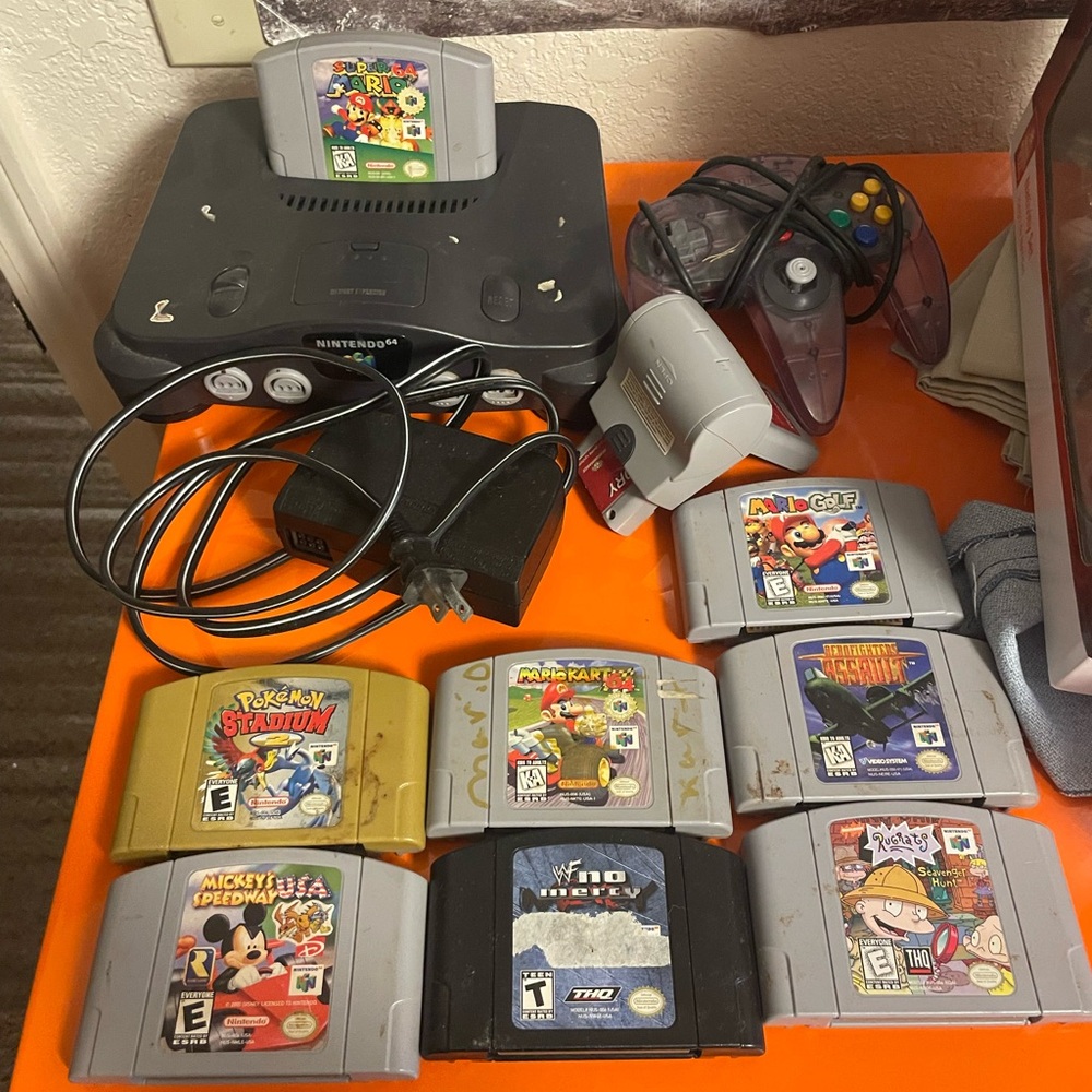 Nintendo 64 w/ cords and games